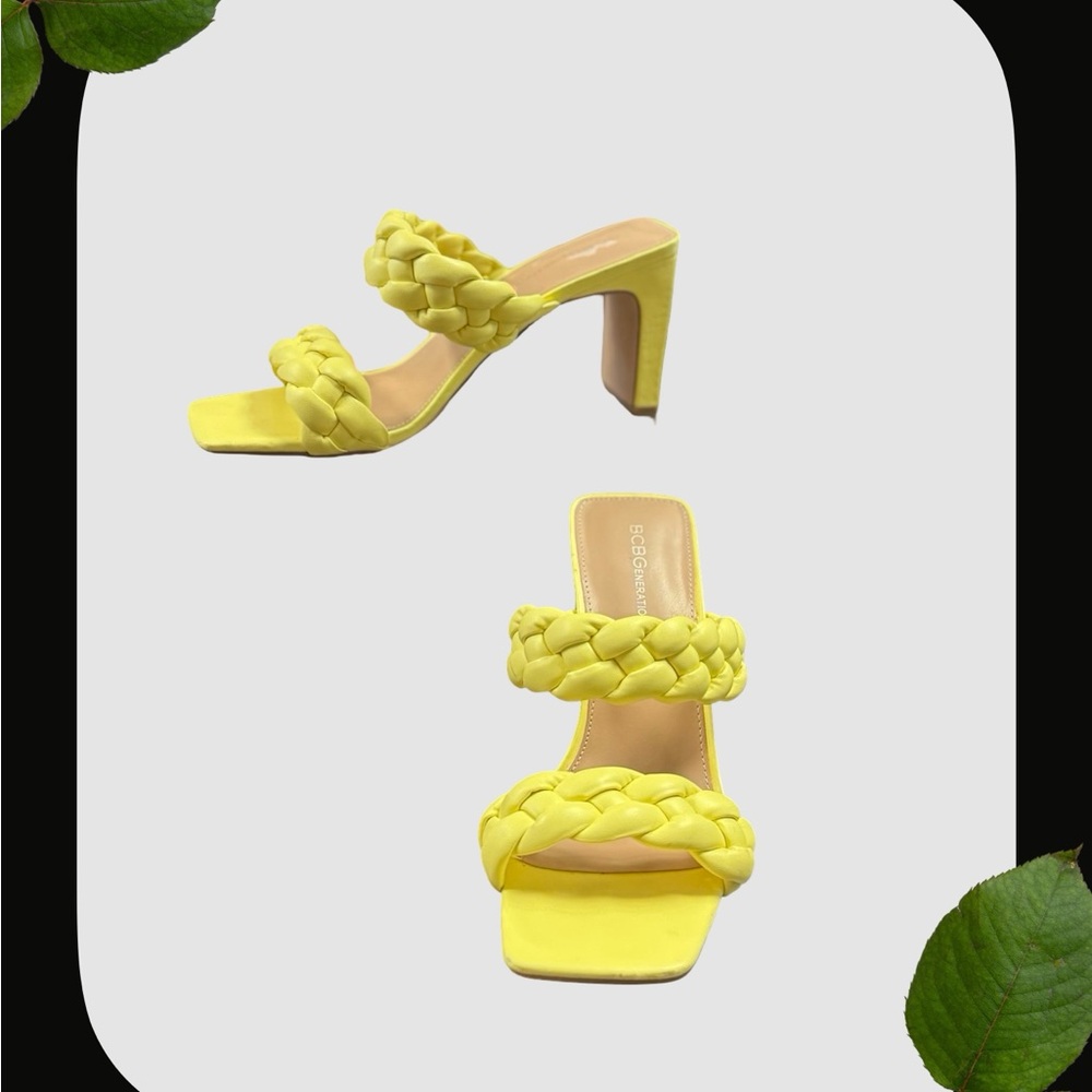 BCBGeneration SIZE 9.5 Yellow Braided Women's Mules